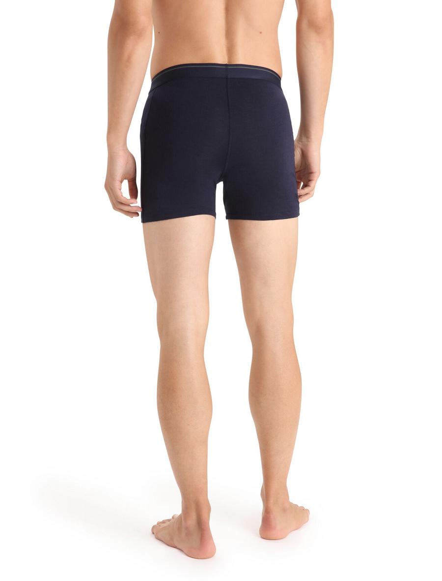 Men's Icebreaker Merino Anatomica Boxers With Fly Underwear Midnight Navy | CA 1640FDNM